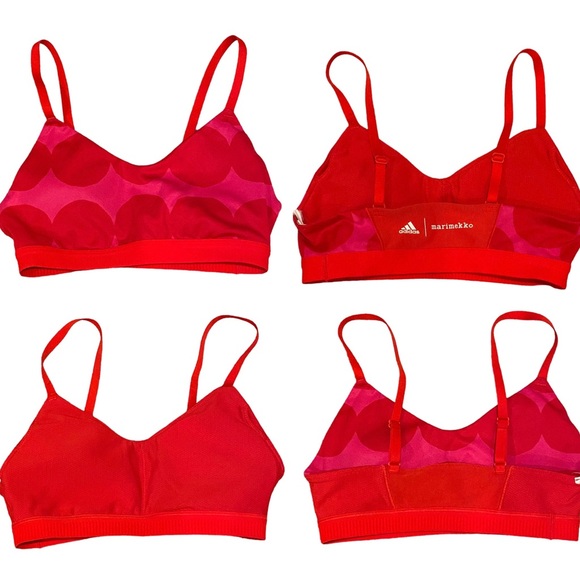Adidas Marimekko All Me Light Support Red Pink Polka Dot Sports Bra XS - Picture 2 of 14